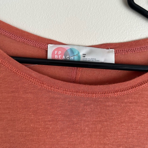 FREE PEOPLE BEACH Ruffle Balloon Sleeve Burnt Orange shirt Dress extra small - Picture 4 of 4